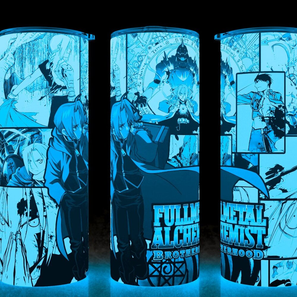 Glow in the Dark Fullmetal Alchemist Anime Manga Style  Cup Mug Tumbler 20oz